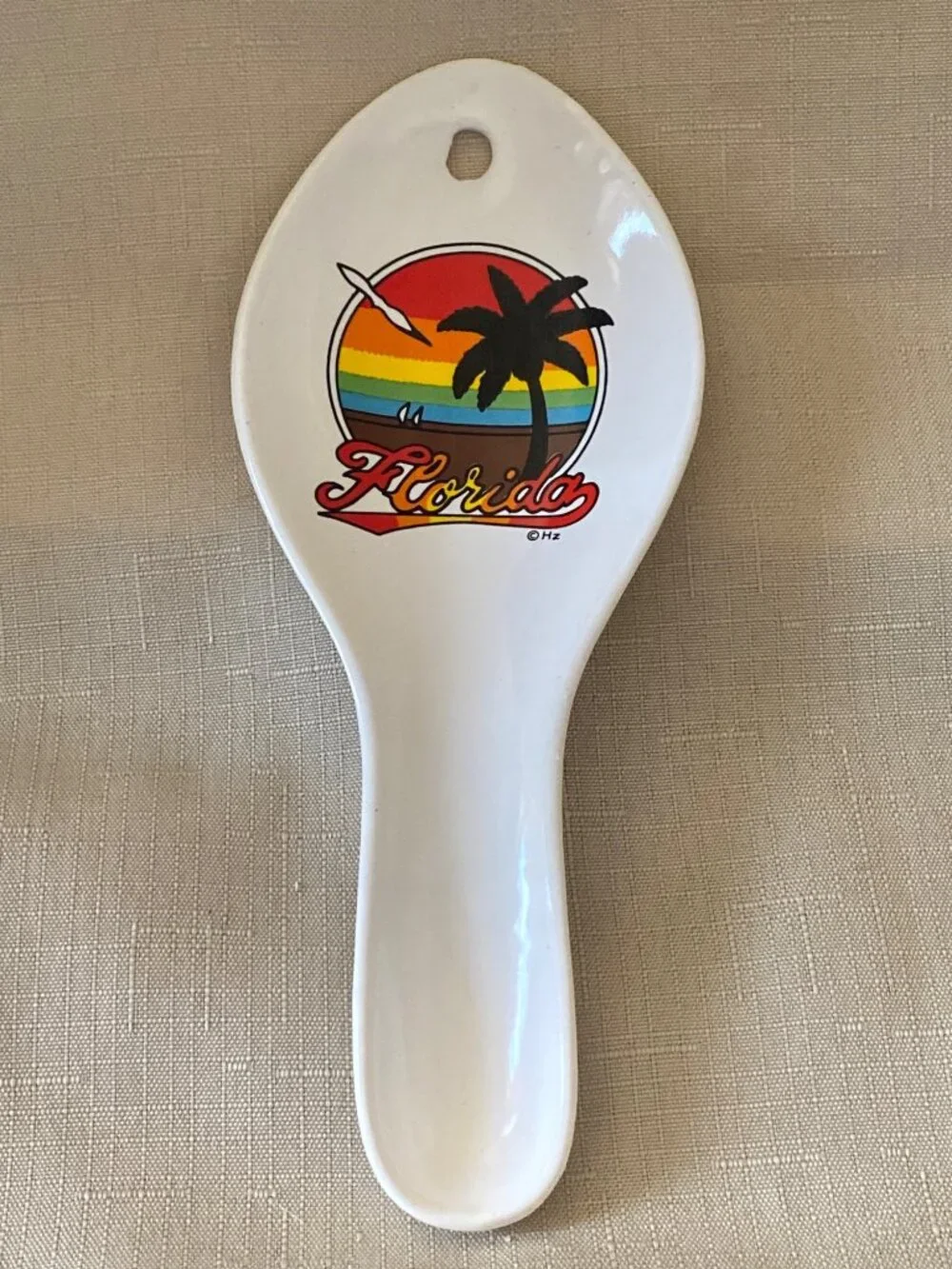 Sunset Florida scene vintage spoon rest souvenir retro